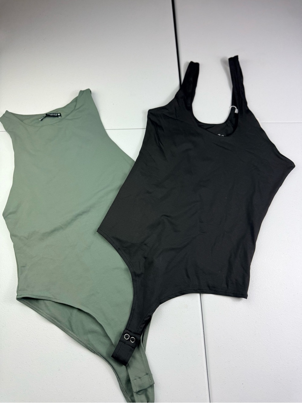 Zara Women’s Sleeveless Bodysuit Tank - Black and Sage